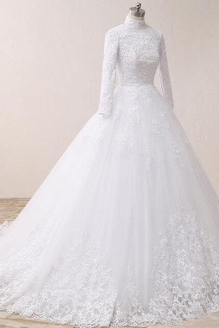 Abito da sposa formale e informale lupetto in raso distintivo in pizzo in tulle