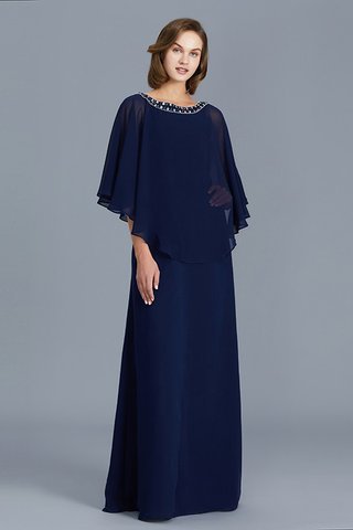 Abito mamma sposa naturale con perline tondo in chiffon alta qualità con maniche lunghe