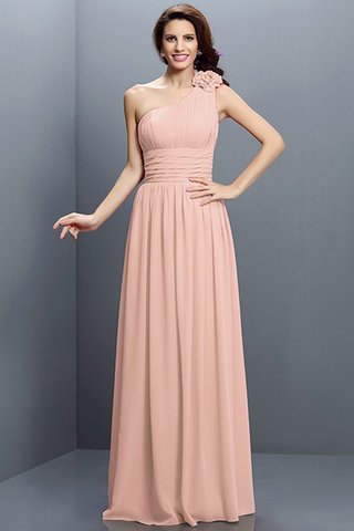 Abito da Damigella con Festone Cerniera in Chiffon A-Line Senza Maniche
