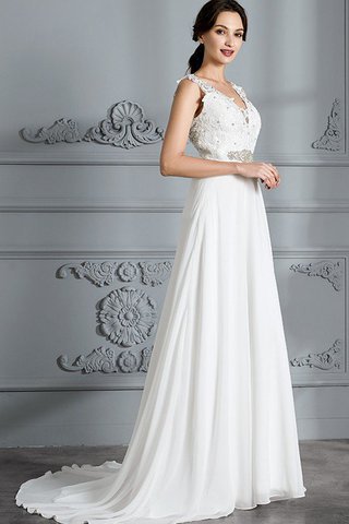 Abito da Sposa V-Scollo Spazzola Treno Principessa in Chiffon Naturale