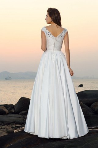 Abito da Sposa Principessa A Terra con Perline Senza Maniche a Spiaggia