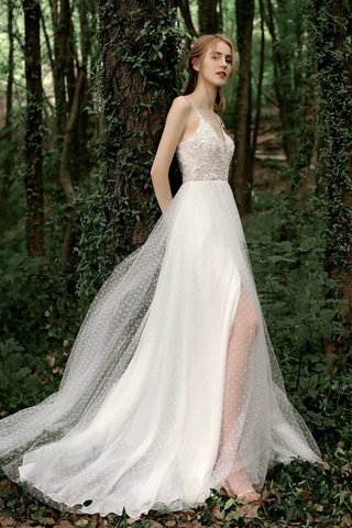 Abito da sposa moda senza maniche medievale esclusivo in pizzo a-line