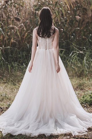 Abito da sposa a-line con perla in raso assorbente a terra con perline