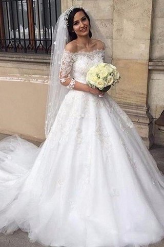 Abito da sposa fuori dalla spalla a chiesa radiosa lusso con applique perfetto