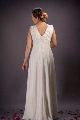 Abito da sposa alta vita splendente vintage v-scollo semplice a terra