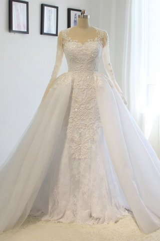 Abito da sposa brillante sogno coda a strascico corto in pizzo queen anne lunghi