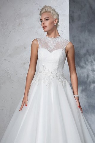 Abito da Sposa Lupetto con Applique A Terra Senza Maniche Radiosa