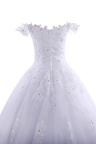 Abito da Sposa Stravagante con Cristino A-Line con Perline in Tulle