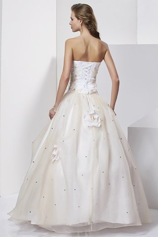 Abito Quinceanera con Fiore Allacciato Cuore Senza Maniche Alta Vita