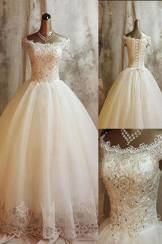 Abito da Sposa Spazzola Treno Naturale Senza Maniche in Tulle con Applique