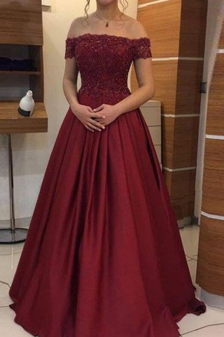 Abito da sera con applique ball gown senza maniche fuori dalla spalla a terra piuttosto