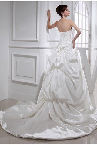 Abito da Sposa A-Line Allacciato con Perline con Applique in Raso