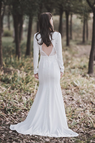 Abito da sposa semplice sirena pomposo scintillante cerniera all aperto