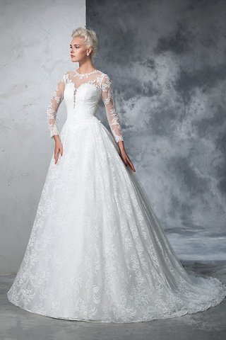 Abito da Sposa Lunghi con Maniche Lunghe decorato Alta Vita in Pizzo