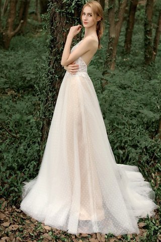 Abito da sposa a terra medievale conotta adorabile in tulle v-scollo