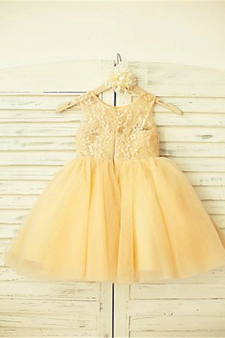 Abito da Cerimonia Bambini Naturale in Tulle A-Line con Fiore Principessa