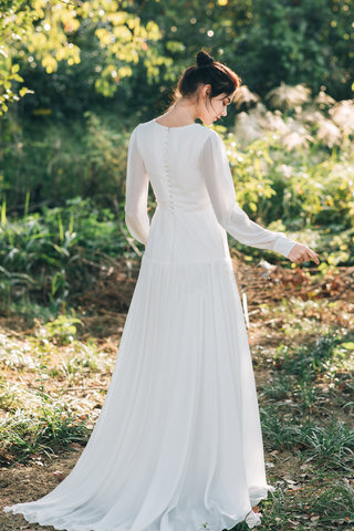 Abito da sposa elegante retro naturale a terra in stain elastico allettante