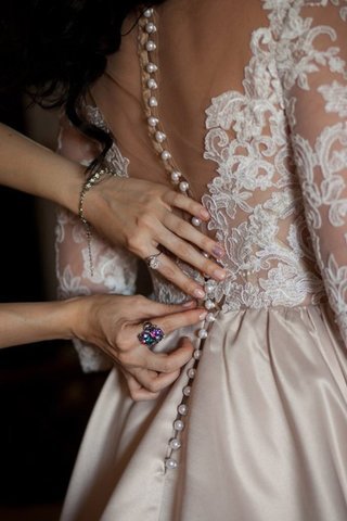 Abito da sposa a sala in pizzo modo a terra v-scollo semplice