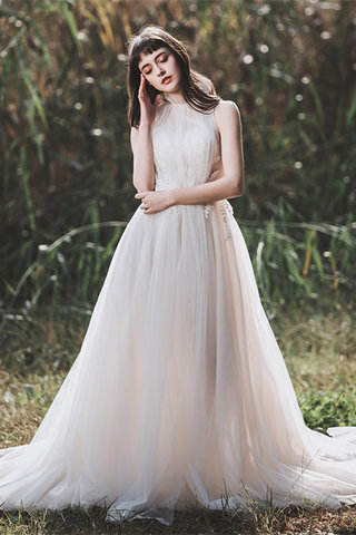 Abito da sposa a-line con perla in raso assorbente a terra con perline