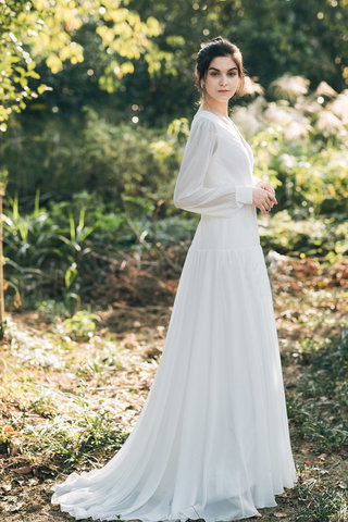 Abito da sposa elegante retro naturale a terra in stain elastico allettante