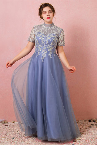Abito da ballo squisito con applique in pizzo in raso a sala a-line