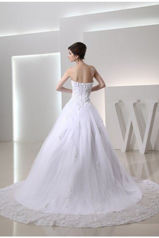 Abito da Sposa in Raso con Perline Ball Gown con Applique Senza Strap