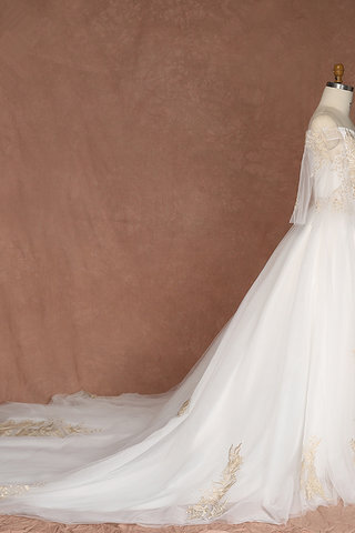 Abito da sposa allacciato a terra vendita calda naturale senza strap con applique