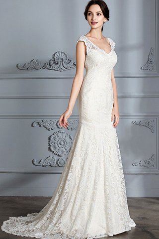 Abito da Sposa V-Scollo Senza Maniche Spazzola Treno Naturale Sirena