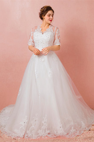 Abito da sposa a chiesa moda originale v-scollo in raso affascinante