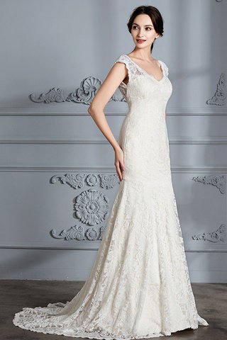 Abito da Sposa V-Scollo Senza Maniche Spazzola Treno Naturale Sirena