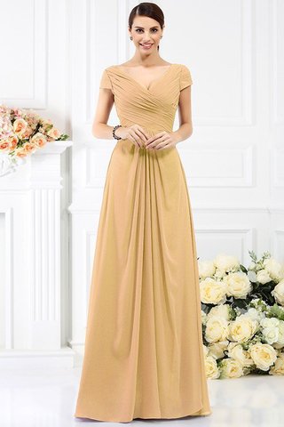 Abito da Damigella in Chiffon con Manica Corte V-Scollo Alta Vita con Festone