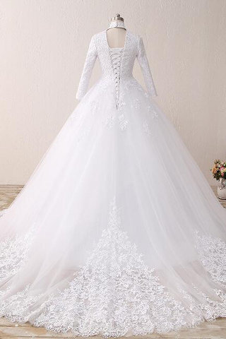 Abito da sposa formale e informale lupetto in raso distintivo in pizzo in tulle