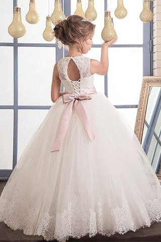 Abito da Cerimonia Bambini in Tulle con Fiore Ball Gown Tondo con Fusciacca