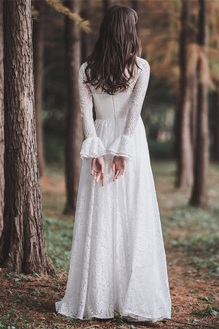 Abito da sposa pudica in pizzo unico lunghi naturale retro