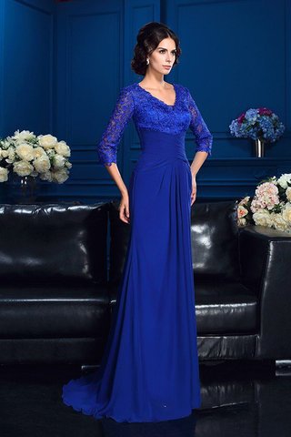 Abito Mamma Sposa A-Line Lunghi Cerniera con Applique V-Scollo