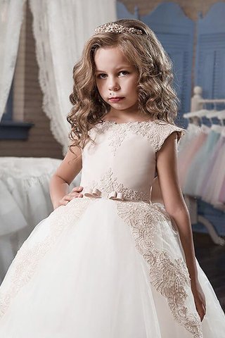 Abito da Cerimonia Bambini A Terra Tondo con Applique con Fiore Ball Gown