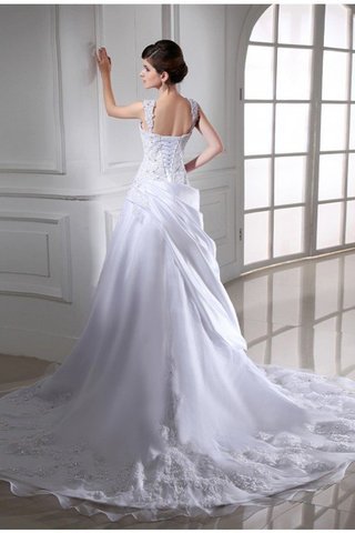 Abito da Sposa Ball Gown con Applique in Organza in Raso Senza Maniche