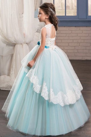 Abito da Cerimonia Bambini A Terra decorato Senza Maniche in Tulle con Nastro