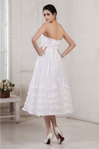 Abito da Sposa in Organza Senza Maniche con Fiore Cerniera A-Line