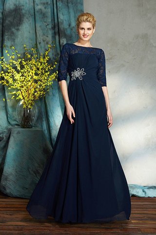 Abito Mamma Sposa in Chiffon A-Line con Perline Largo Senza Maniche