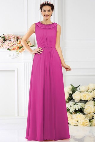 Abito da Damigella A-Line Alta Vita in Chiffon A Terra con Perline