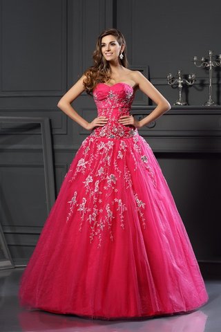 Abito Quinceanera A Terra Cuore Senza Maniche Cerniera Ball Gown