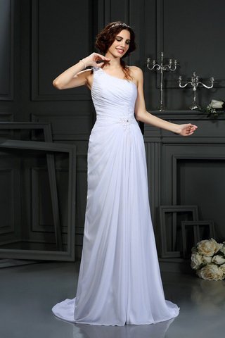 Abito da Sposa Monospalla con Festone in Chiffon Lunghi Principessa