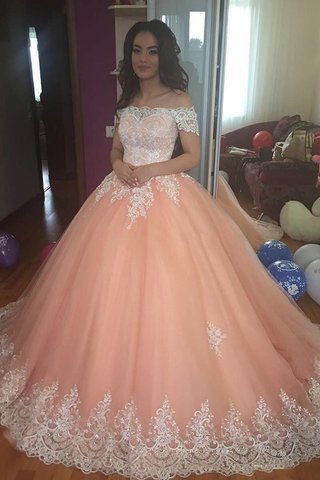 Abito da ballo ball gown in tulle senza maniche in pizzo incredibile fuori dalla spalla