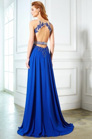 Abito da Sera Senza Maniche Naturale in Chiffon con Applique Principessa