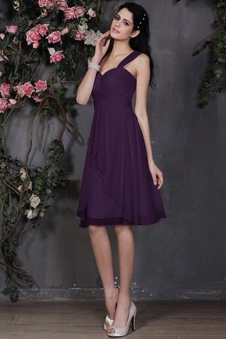 Abito da Damigella con Festone Largo Bretelle in Chiffon Mini Al Ginocchio