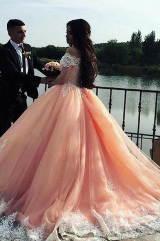 Abito da ballo ball gown in tulle senza maniche in pizzo incredibile fuori dalla spalla