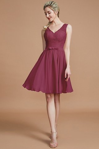 Abito da Damigella Cerniera in Chiffon Naturale Principessa in Pizzo