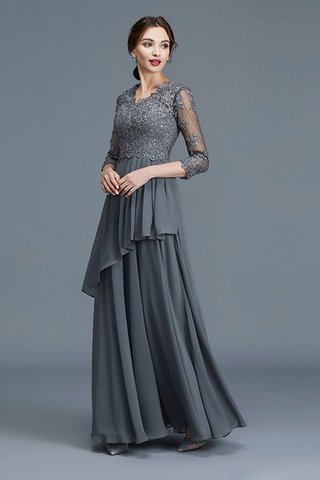 Abito Mamma Sposa A-Line Naturale in Chiffon V-Scollo Principessa