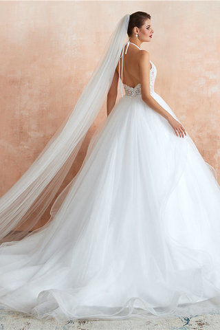 Abito da sposa alla moda lunghi classico senza maniche sensuale anello